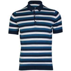 Camiseta de manga corta con estampado de rayas personalizado al por mayor, polos de gran tamaño de peso pesado de 200 gsm para hombre - Product Image 5