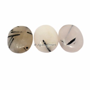 หินคริสตัลอัญมณีธรรมชาติบำบัดจักระหินสีดำขัดมันแกะสลักหินปาล์ม - Product Image 1