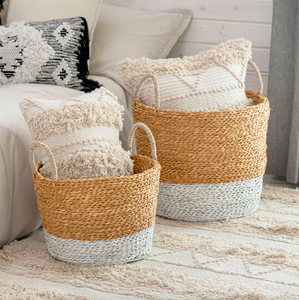 ชุดตะกร้าหญ้าทะเลธรรมชาติสีขาว X,ชุด2ชิ้นผลิตจากธรรมชาติสีขาวผลิตในเวียดนาม - Product Image 3