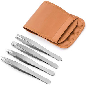 Juego de Pinzas de 4 Puntas Inclinadas con Marca Personalizada, Acero Inoxidable Japonés Hecho a Mano, Pinzas de Lujo Ecológicas y Duraderas para Cejas - Product Image 6