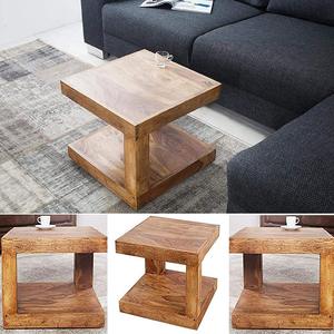 Mesa de centro cuadrada de madera maciza hecha a mano para sala de estar, centro de mesa, pasillo, para el hogar Decoración elegante, mesa de acento - Product Image 4