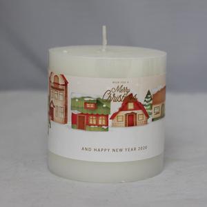 Bougie pilier blanche parfumée en paraffine Caro en gros pour la décoration de fêtes et de Noël - Product Image 1
