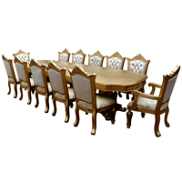 MEUBLES ROYAUX CLASSIQUES SCULPTÉS ENSEMBLE DE TABLE À MANGER 12 CHAISES