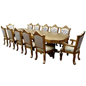 ROYAL CLASSIC-Juego de mesa de comedor tallada, 12 sillas