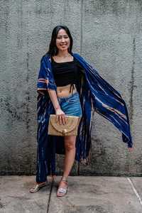 2025 hecho a mano Tie Dye Long Rayon Beach Cover up Kimono vacaciones de verano tamaño libre Sexy Beach Kimono para mujeres - Product Image 5