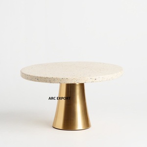 Présentoir à gâteau décoratif de table design unique Support à dessert en ciment de qualité créative Mini présentoir à gâteau avec socle en bois - Product Image 6