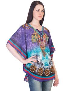 Ele Bollywood-Inspired Half-Designer Blouse Casual Spring Digital Printed Floral Embroidered 3D American Crape - Product Image 3