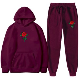 Survêtement ajusté en coton uni pour homme avec broderie florale, Design et imprimé personnalisés, vente en gros - Product Image 1