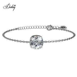 Pulsera azul cojín adornada con cristales <span class=keywords><strong>Swarovski</strong></span> pulsera de cadena extensible <span class=keywords><strong>para</strong></span> mujer corte cojín Daisini - Product Image 3