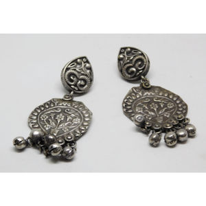 latest new arrival treanding handmade designer <b>silver</b> look alike hoop brass stud earings for women and girls - Product Image 2