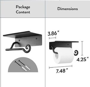 Porte-rouleau de papier de soie fait à la main couleur noire revêtement en poudre Design antique salle de bain porte-serviettes mural à prix raisonnable - Product Image 3