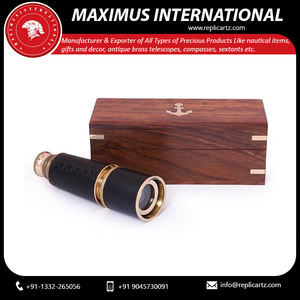 Nautical Spyglass Brass Telescope with Premium <b>Brown</b> Leather <b>Box</b> Cover Novelty <b>Gift</b> Navigational Telescope in Wooden <b>Box</b> - Product Image 3
