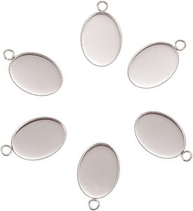 925 Plata de fundición de Metal superior mayorista colgante 15X25 MM liso Oval encanto Collet en blanco ajuste encontrar bucle bien de fabricación de la joyería - Product Image 2