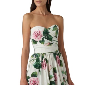 Nuovi <span class=keywords><strong>vestiti</strong></span> donna abbigliamento moda all'ingrosso <span class=keywords><strong>eleganti</strong></span> abiti Casual floreali con spalle scoperte abiti <span class=keywords><strong>Midi</strong></span> senza maniche - Product Image 2