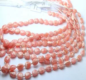 Perles de pierre de rhodochrosite naturelle de 8 pouces, forme ovale lisse, qualité supérieure AAA+, Zubair Gems & Jewellers - Product Image 1
