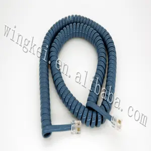 4p4c Curly Chì Điện Thoại PVC RJ11 Cắm 20251 Than Xám Thiết Bị Cầm Tay Dây Xoắn Ốc Cáp Điện Thoại IP Nhỏ MOQ 25 Feet