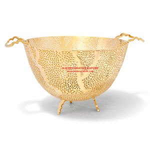 Bol de corbeille à fruits en métal doré de haute qualité avec base à pied Décoration de cuisine à domicile Vaisselle Bol à pop-corn - Product Image 3