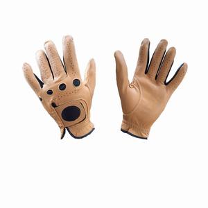 Guante de golf de cuero Cabretta completo personalizable Material de piel de oveja genuina Color bronceado diseñado para uso en la mano izquierda - Product Image 1