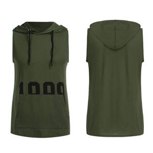 Custom logo Men's Hooded Tank Tops Workout Sleeveless Muscle Shirt with Kanga Pocket S-XXL for gym sports - Product Image 2