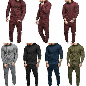 Conjuntos de chándal de lana de algodón de ajuste informal para invierno, chándal para correr, chándal de color en contraste, unisex - Product Image 1