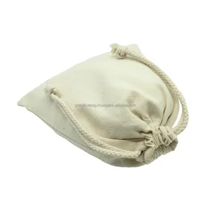 Eco Cotton canvas Drawstring Pouch Custom Size NO Plastic Unbleached Natural Packaging and Promotional Screen Printing 2021