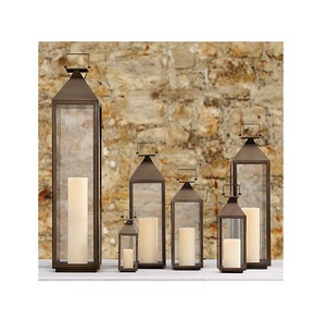 โคมไฟแต่งงานตกแต่งบ้านตกแต่งสีน้ำตาลที่มีผสานแก้วแขวนแสงเชิงเทียน - Product Image 1