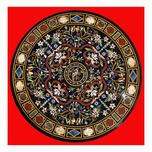 Plateau de Table en marbre noir, de forme ronde et simple - Product Image 1