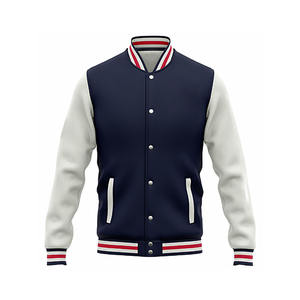 Veste universitaire à manches longues pour hommes, veste universitaire à col montant en cuir de qualité supérieure, en laine, vente en gros sur mesure - Product Image 6