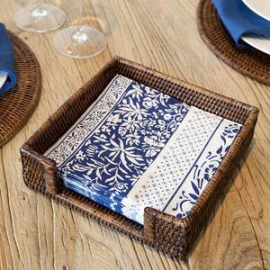 Anillos Modernos y Ecológicos para Servilletas de Ratán Cuadrados Marrones Minimalistas, Accesorios de Mesa para el Regreso a Clases - Product Image 6