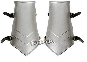Latón medieval/acabado plateado tira de cuero diseño de acero protectores de brazo disfraz Halloween artesanía de Metal producto - Product Image 2