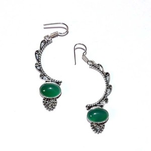Pendientes de ónix verde con gema, a la moda - Product Image 1