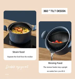 Baru Datang 6L Multi-fungsi Pasta Sup Pot dengan Built-In Saringan Casserole Dish Set dengan Tutup Kaca Pasta Pot Memasak Pot