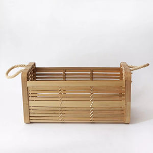 Oneup — ensemble de 3 paniers de rangement en bambou naturel, panier rectangulaire, avec poignées pour la décoration de la maison, artisanal, fait à la main - Product Image 1