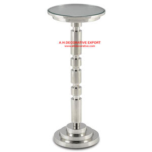 Grande Table d'appoint moderne en aluminium finition argent dernière conception Table basse avec plateau plat rond - Product Image 1