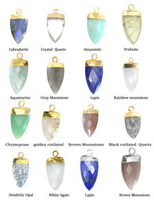 Colgante de ópalo dendrítico de latón, forma de media marquesa, chapado en oro, accesorio de joyería, estilo bail, piedra facetada para la creación de joyas - Product Image 4