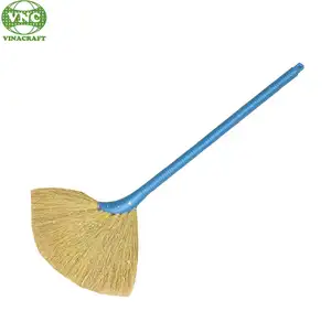 Natural straw head with colorful plastic handle straw broom Ecofriendly Grass Broom For Cleaning House