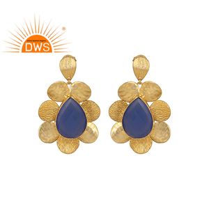 Pendientes de latón chapados en oro amarillo, joyería de diseño Floral, venta al por mayor - Product Image 1