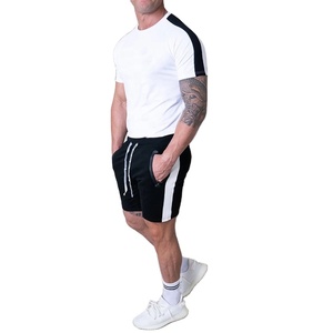 ล่าสุดการออกแบบชุดฤดูร้อนสำหรับผู้ชายผ้าฝ้าย100% สีบล็อกชุดเสื้อยืดและกางเกงขาสั้น - Product Image 1