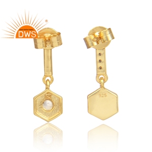 Boucles d'oreilles pendantes en Zircon blanc, bijoux de styliste, en perles précieuses, plaqué or 925 - Product Image 4