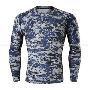 เสื้อยืดแขนยาวสำหรับออกกำลังกายผ้าถักทอคอตตอนสำหรับผู้ชายเสื้อยืดดีไซน์ฮิปฮอปลายพราง - Product Image 4