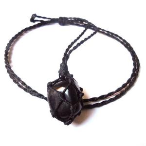 Stone Pendant Black Obsidian Pebbel Healing Pendant Stone Tumbled Pendant Crystal Tumbled Gemstone Agate Necklace Wholesaler - Product Image 1