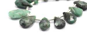 Pierre d'émeraude naturelle à facettes en forme de poire pour la fabrication de bijoux, vente en gros de collier, 1 brin, qualité supérieure - Product Image 5