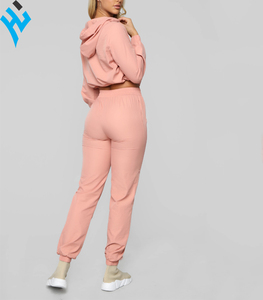 Survêtement en velours pour femme, haut court, capuche et Jogging, ensemble 2 pièces, Logo personnalisé, élégant, nouvelle collection 2020 - Product Image 4