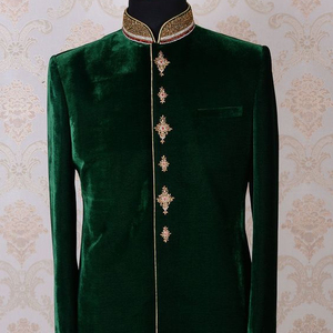 2022 Newly Released Beautiful Zardozi Embroidery Silk Sherwani Dress Indo-Western Wedding Suit <b>Pants</b> for Parties Plus Size - Product Image 1