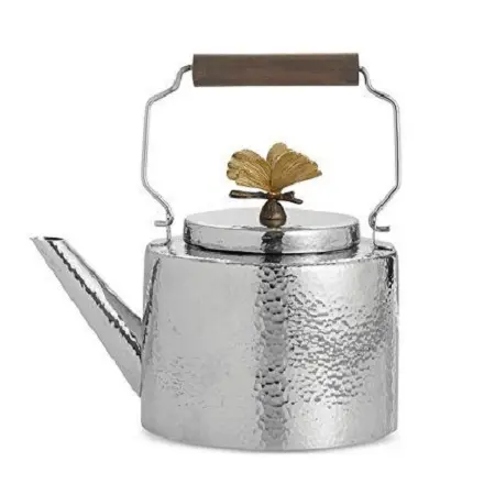 Алюминиевый чайник для чая и кофе с деревянной ручкой и латунной крышкой-бабочкой, конкурентоспособная цена