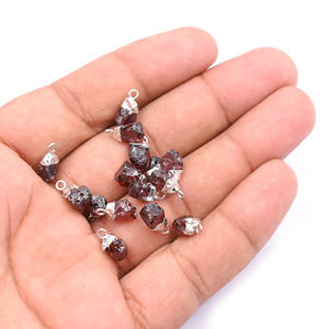 จี้เงินชุบรูปทรงหยาบประดับพลอยโกเมนพร้อมห่วงสำหรับทำเครื่องประดับ - Product Image 4