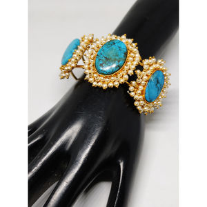 Braslet de piedra para niñas y mujeres, diseño elegante hecho a mano, chapado en oro, latón, acabado mate, a la moda - Product Image 1