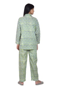 Conjunto de Pijama Ligero de Algodón Hecho a Mano para Mujer, Estampado Floral, Secado Rápido, Ropa de Dormir con Estampado a Mano para Verano - Product Image 4