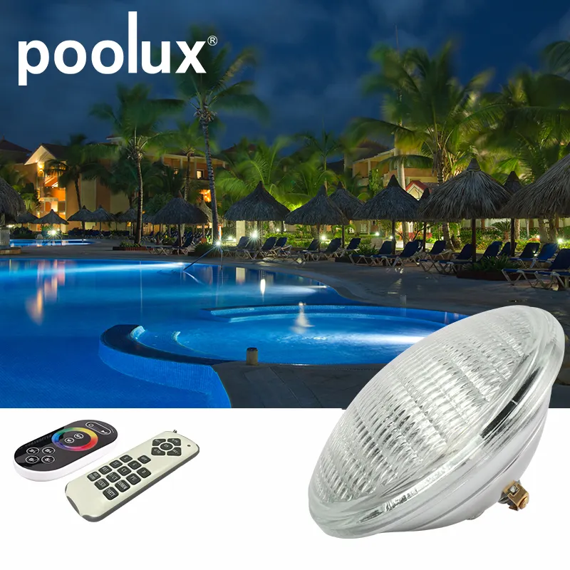 Üreticileri RGB kontrol 316L PVC ve cam isteğe bağlı PAR56 sualtı yüzme havuz LED lambası