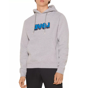 Sudadera con capucha para hombre, diseño gráfico, algodón oscuro transpirable, con logotipo personalizado del fabricante, estampado gris. - Product Image 2